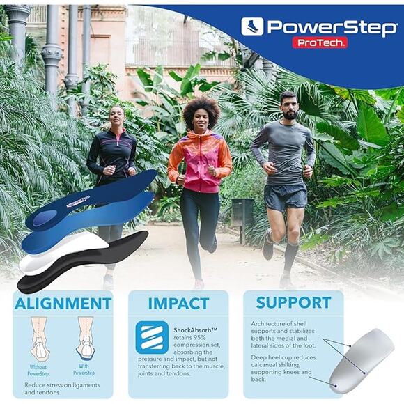 NWT PowerStep ProTech Orthotic Insoles - Plantar Fasciitis Relief, Size M3-W5.5 - Picture 5 of 6